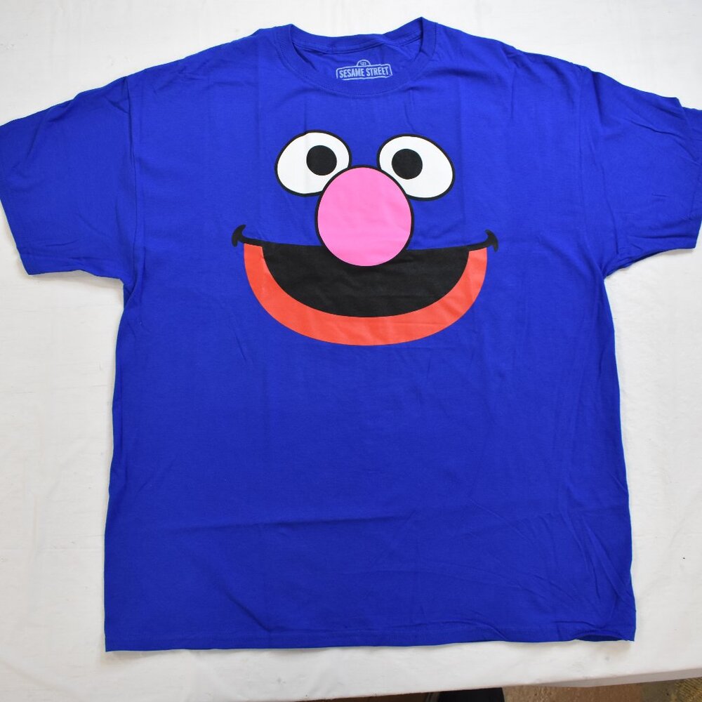 Sesame Street Mens Grover Is Me Big Face Funny Blue Shirt New S-3XL